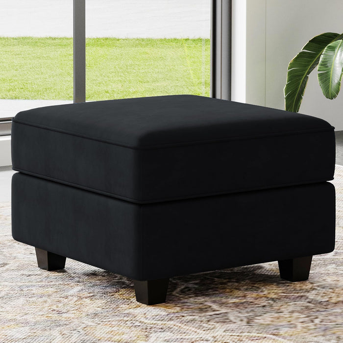 Belffin Storage Ottoman Module For Modular Sectional Sofa Square Seat Cube Velvet Foot Stool Black (LOCAL PICKUP ONLY)