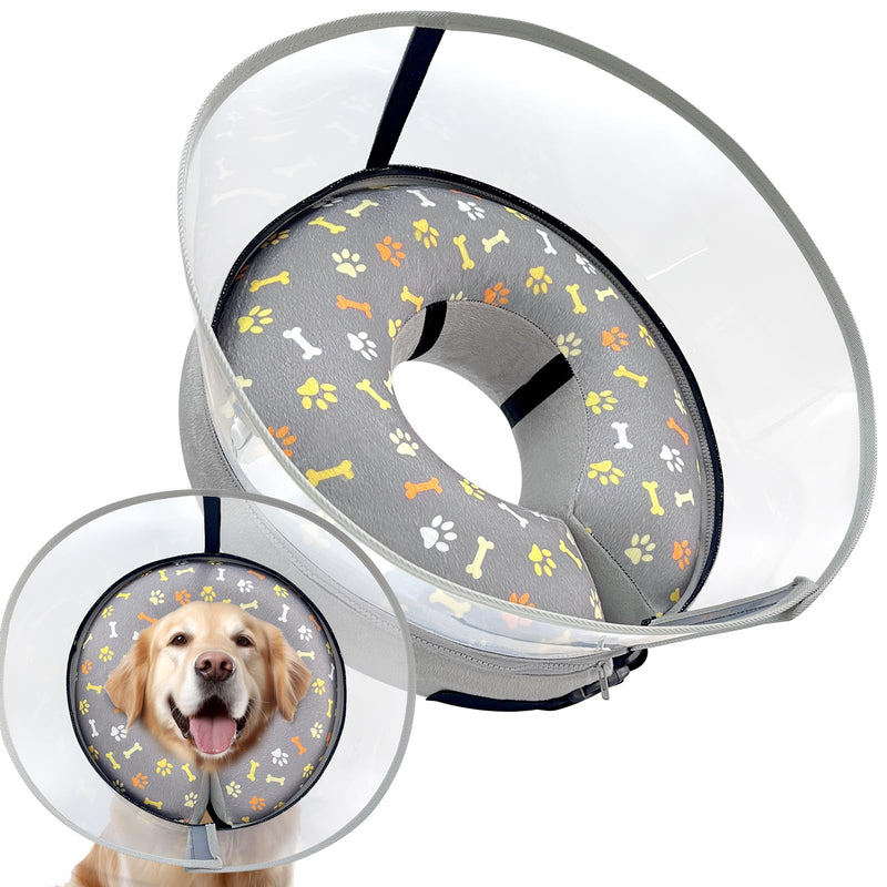 Uaidie Dog Cone Collar With Enhanced Anti-Licking, Inflatable Dog Cone After Surgery, Adjustable Size With Soft Padding For Small Medium Large Dogs - XL