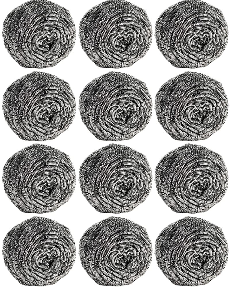 12Pcs Steel Wool Scrubber Pads For Cleaning Dishes, Pans, Pots, Ovens, Grills, Sinks - Stainless Steel Scrubbers For Kitchen, 12 Pack