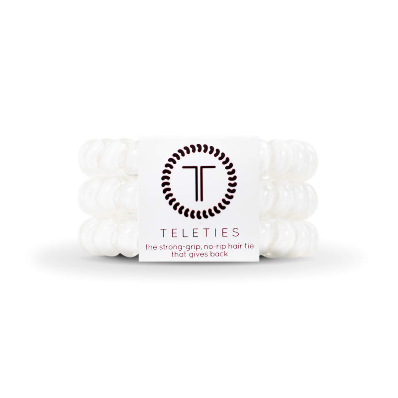 TELETIES - Spiral Hair Coils - Ponytail Holder Hair Ties For Women - Phone Cord Hair Ties - Strong Grip, No Rip, Water Resistant, No Crease Hair Tie Coils - 3 Pack (Small, Millennial Pink)
