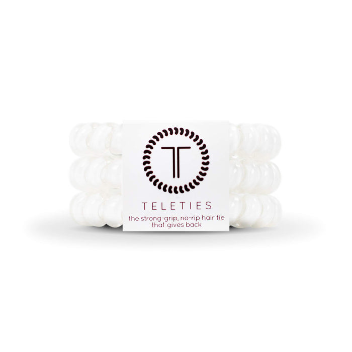 TELETIES - Spiral Hair Coils - Ponytail Holder Hair Ties For Women - Phone Cord Hair Ties - Strong Grip, No Rip, Water Resistant, No Crease Hair Tie Coils - 3 Pack (Small, Millennial Pink)