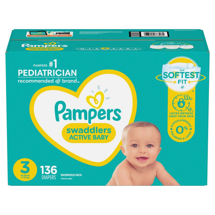 Pampers Swaddlers Disposable Diapers - Size 3 (136ct 037000773061