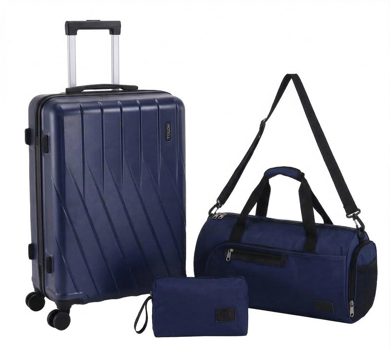 Hoteel Luggage Sets 3 Piece, 4-Year Warranty, Durable Suitcase Set With Spinner Wheels, 100% PC Hard Shell Lightweight Luggage With TSA Lock, Large Checked Travel Suitcases, Dark Blue(20IN/DB/TB) (LOCAL PICKUP ONLY)