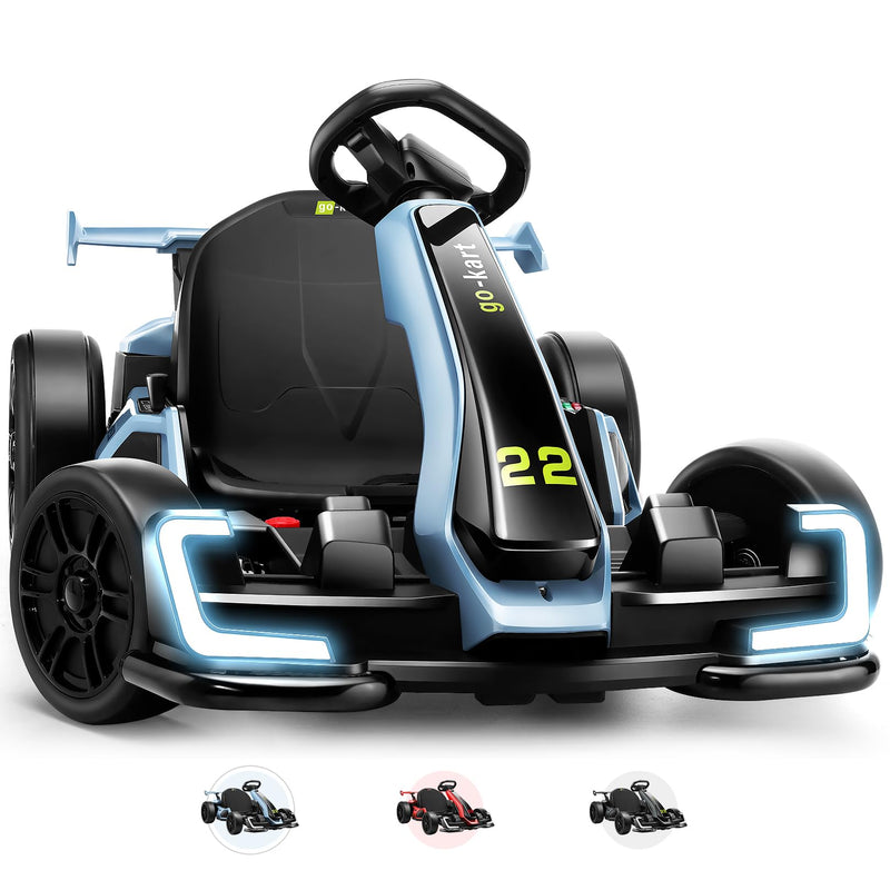 Hikole Go Kart For Kids, 24V Electric Go Cart With Adjustable Seat, Fast 8.5 MPH, 300W Motor, EVA Tires, Drift Mode And 4 Speed, Crazy Cart For Kids 6-12 10-14 Years Old, Blue (LOCAL PICKUP ONLY)