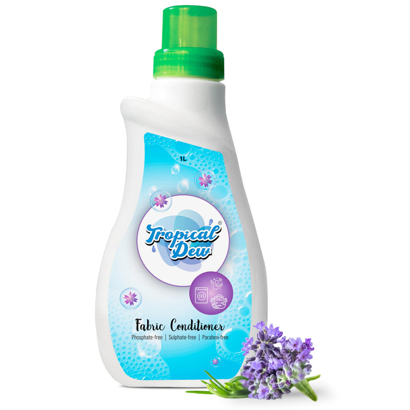 Plant-Based Fabric Softener, 25 Loads - Natural Liquid Fabric Softener Compatible With HE Washing Machines - Safe For Babies Fabric Conditioner - Tropical Dew, Highly Concentrated Lavender Scent, 1L