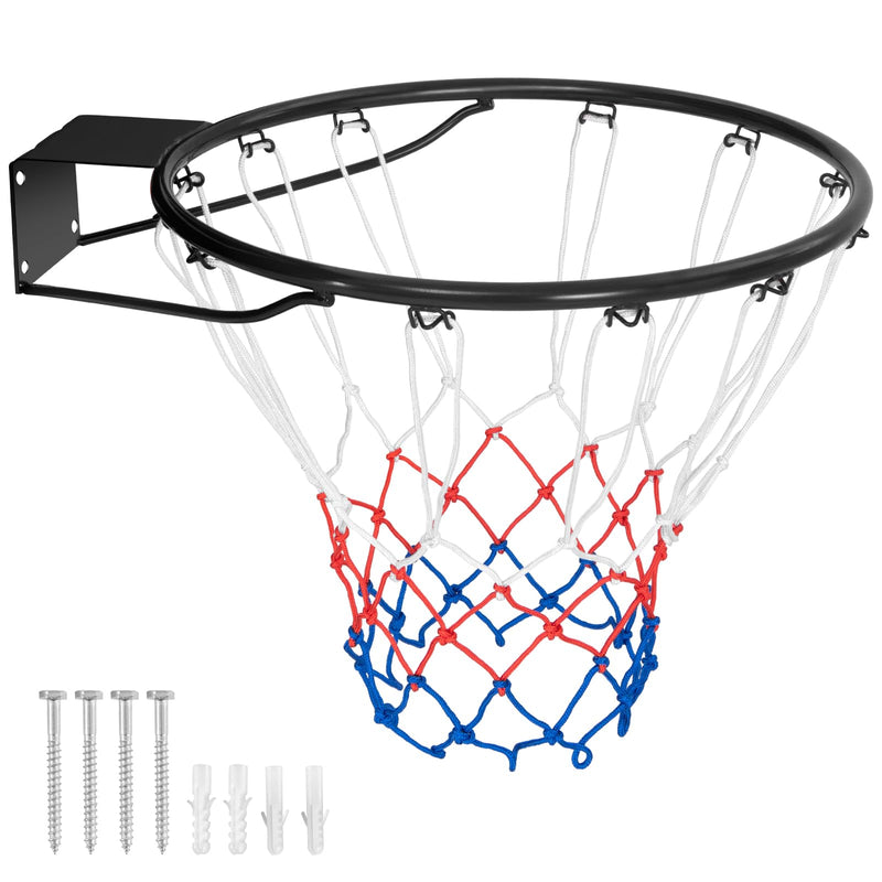 Goplus 18’’/15’’ Replacement Basketball Rim, Wall Door Mounted Basketball Hoop With All Weather Net, Indoor Outdoor Hanging Basketball Rim Goal Outside (18 Inches, Black) (LOCAL PICKUP ONLY)