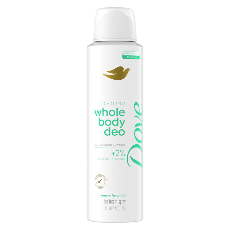Dove Whole Body Deodorant Cooling Spray Sage & Lavender Aluminum Free 4Oz
