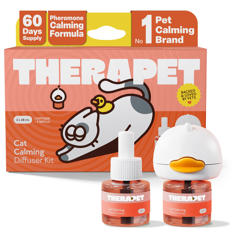 Therapetmd 60-Day Cat Calming Diffuser - Cat Pheromone Diffuser For Stress, Pee Spraying, Cat Fighting, Aggression, Excessive Meowing & Scratching - 60-Day Refill Included - Packaging May Vary