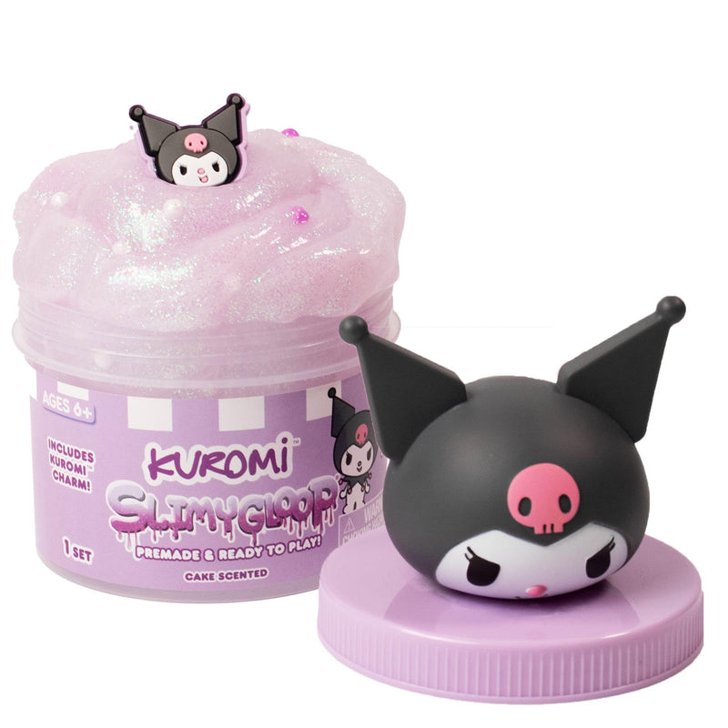 Kuromi SLIMYGLOOP Jar, 8 Oz Purple & White Cake-Scented Slime, Includes Beads & Kuromi Charm, Sanrio Stuff, Hello Kitty Merch, Sanrio Slimes