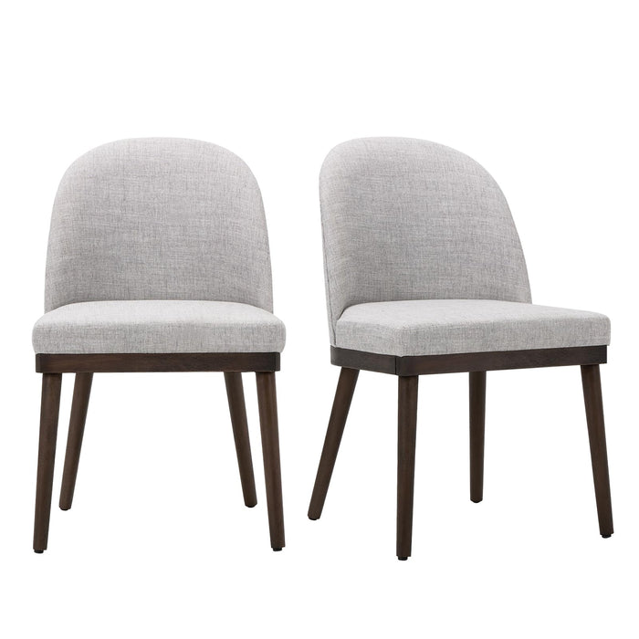 MALOL Upholstered Dining Chairs Set Of 2, Fabric Dining Room Chairs Kitchen Chairs With Curved Backrest, Padded Seat, Sturdy Wooden Frame, Light Grey (LOCAL PICKUP ONLY)