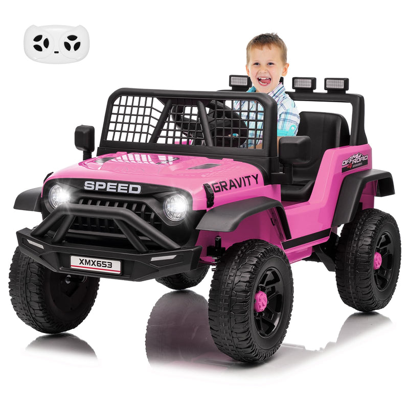 Garveelife 12V Kids Ride On Car Truck, Kids Electric Vehicles Car Ride On Toy Extra Wide Seat And Legroom For Toddlers With Remote Control, 3 Speeds, LED Light, Music, USB For Children 3-6 Years, Pink (LOCAL PICKUP ONLY)