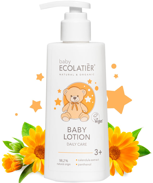 Kids Lotion Daily Care 3+ With Calendula & Panthenol – Gentle Baby Moisturizer For Sensitive Skin, Soothing & Hydrating, Vegan, Hypoallergenic, 8.5 Fl Oz - ECOLATIER