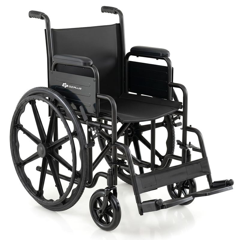 Goplus Lightweight Wheelchair For Adults With Swing-Away Footrest (Black) (LOCAL PICKUP ONLY)