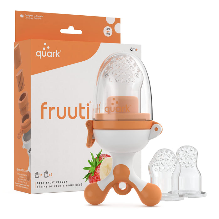 Fruuti Baby Fruit Feeder By Quark - Frozen Teether & Baby Food Feeder Pacifier - Perfect For Self Feeding, With Extra Silicone Tips - Secure Latch & Clip Ring - BPA, BPS, PVC, Phthalates Free