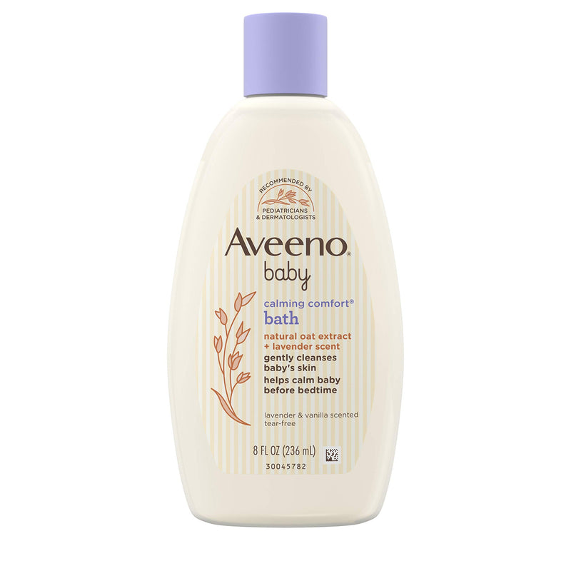 Aveeno Baby Calming Comfort Bath & Wash With Relaxing Lavender & Vanilla Scents & Natural Oat Extract, Hypoallergenic & Tear-Free Formula, Paraben-, Phthalate- & Soap-Free, 8 Fl. Oz