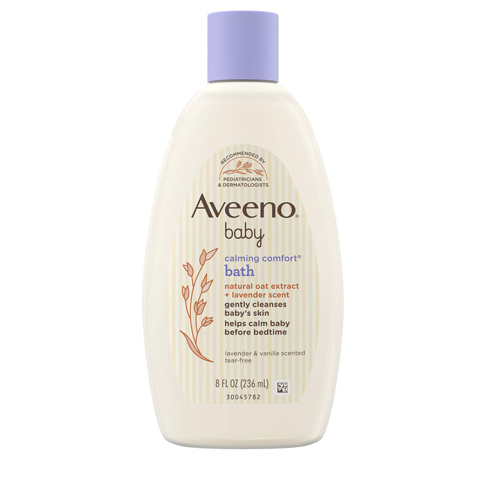 Aveeno Baby Calming Comfort Bath & Wash With Relaxing Lavender & Vanilla Scents & Natural Oat Extract, Hypoallergenic & Tear-Free Formula, Paraben-, Phthalate- & Soap-Free, 8 Fl. Oz