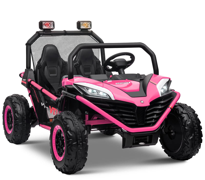 24V 10AH Ride On UTV Cars 2 Seater, Kids Electric Cars Vehicles, Metal Frame, EVA Wheels, 2X200w Powerful Motors, 20” Large 2 Seats, Bluetooth, Remote Control, Max Speed 4.7Mph (Pink) (LOCAL PICKUP ONLY)