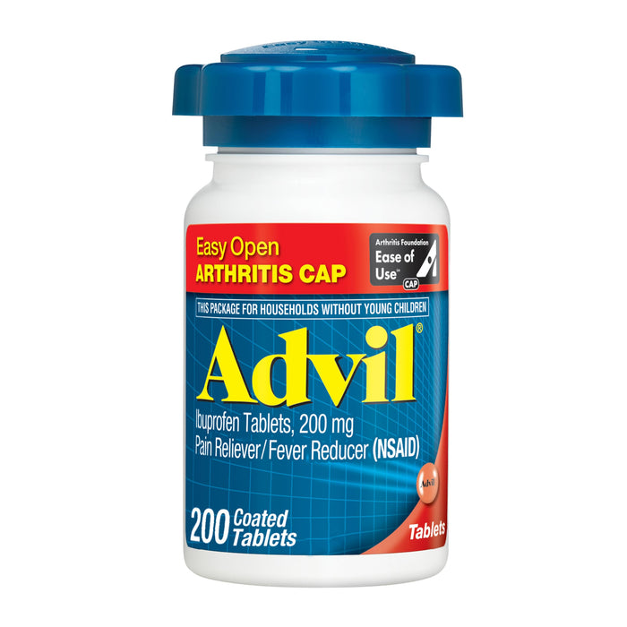 Advil Pain Reliever And Fever Reducer, Pain Relief Medicine With Ibuprofen 200Mg For Joint Pain, Muscle Ache And Minor Arthritis Pain Relief - 200 Coated Tablets With Easy Open Arthritis Cap