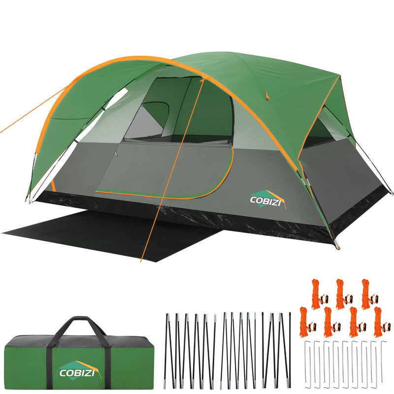 COBIZI Camping Tent, 8 Person Easy Setup Waterproof Windproof Family Tent With Removable Rainfly, Lightweight Portable Outdoor All-Season Dome Tent For Camping, Travel, Fishing, Hiking (Green) (LOCAL PICKUP ONLY)