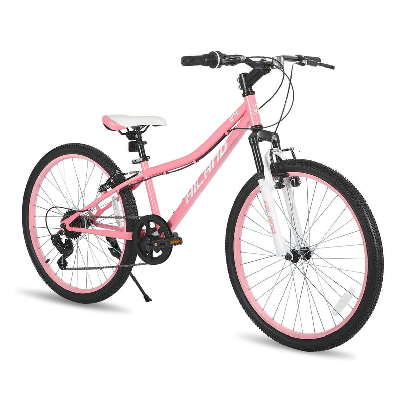 HH HILAND 24 Inch Mountain Bike For Kids Age 7-15 Year Old, Front Suspension Fork Kids' Bicycles For Boys Girls, Pink (LOCAL PICKUP ONLY)