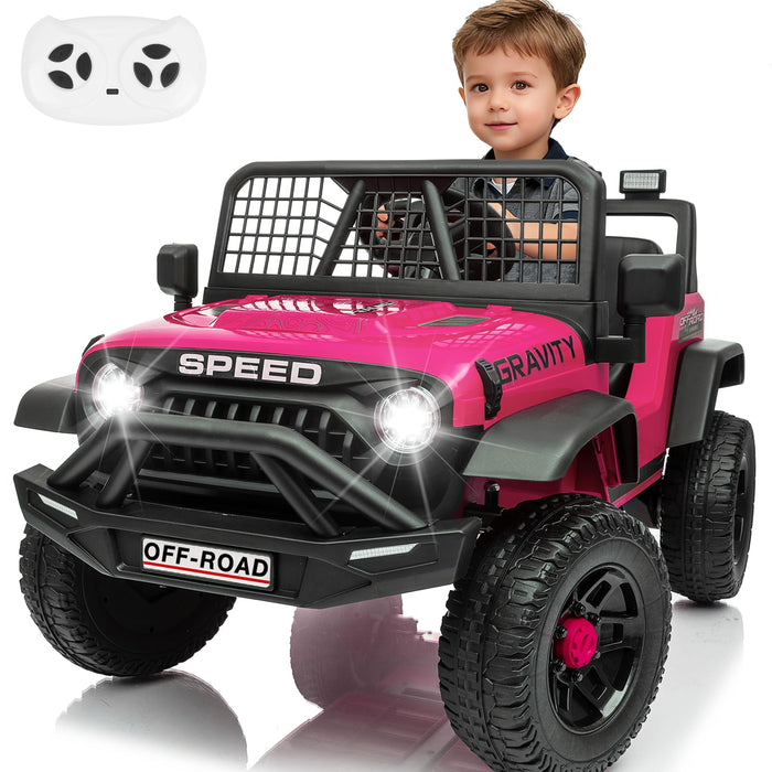 Blissride 24V Jeep Power Wheels W/Remote Control, 4WD Ride On Truck Car, 3 Speed, Bluetooth Music, Wide Seat, Spring Suspension, LED Light, Birthday For Boys Girls Toddler (Rosered) (LOCAL PICKUP ONLY)