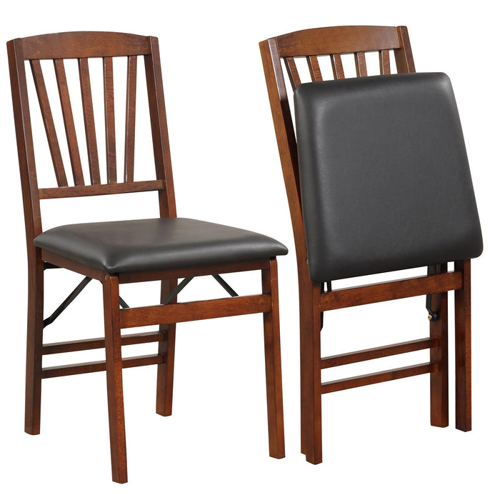 Giantex Folding Dining Chairs Set Of 2, Foldable Wood Kitchen Chairs With Padded Seat, Solid Wood Frame, Max Load 400 Lbs, No Assembly Easy To Store Wooden Dining Chairs For Apartment, Small Space (LOCAL PICKUP ONLY)