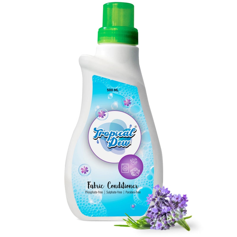 Plant-Based Fabric Softener, 13 Loads - Liquid Fabric Softener Compatible With HE Washing Machines - Safe For Babies Fabric Conditioner - Tropical Dew, Highly Concentrated Lavender Scent, 500Ml