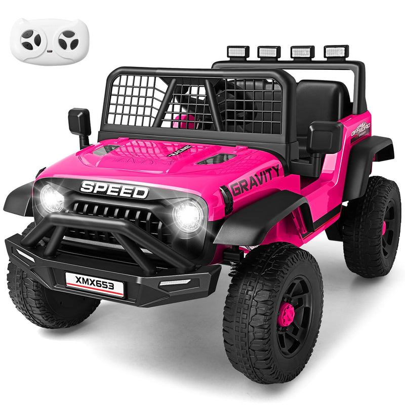Hikole 12V Ride On Toys With Remote Control, Power Wheels Truck With Remote Control, 3 Speed, Bluetooth, Music, Soft Start, LED Lights, Electric Cars For Kids Boys Girls 3-5, Pink (LOCAL PICKUP ONLY)