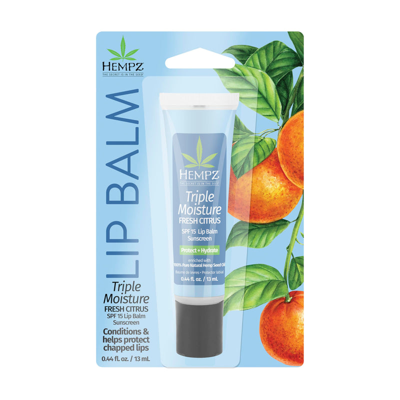 Hempz SPF 15 Lip Balm, Triple Moisture, Ultra Hydrating Lip Care For Men Or Women, .44 Oz.