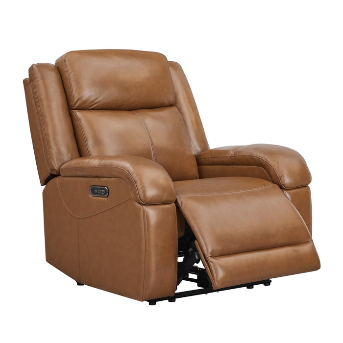 Watson & Whitely Genuine Leather Power Recliner Chairs For Adults, Wall Hugger RV Recliner With Power Headrest & Charging Ports, Electric Recliner Sofa Chair For Living Room, Saddle Brown (LOCAL PICKUP ONLY)