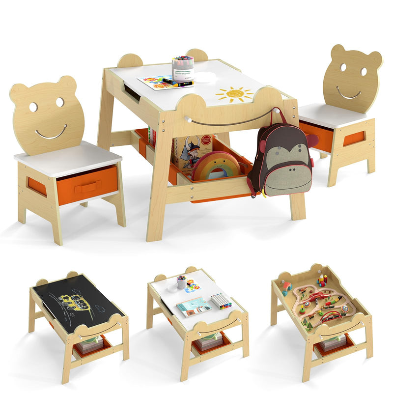 Costzon Kids Table And Chairs, 3-In-1 Table Set W/Chalkboard & Whiteboard (LOCAL PICKUP ONLY)