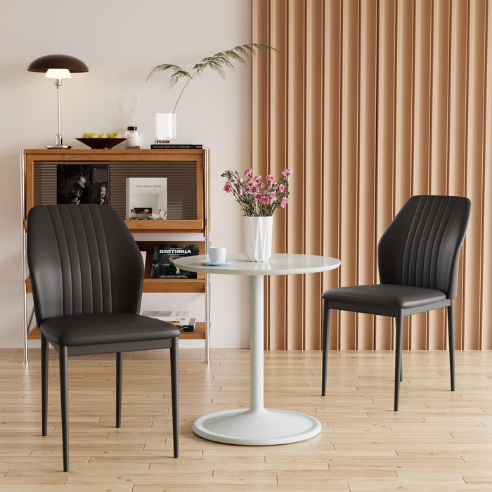 Zckycine Dining Chair PU Leather Living Room Chair Modern Kitchen Armless Side Chair With Metal Legs (Black, Set Of 2) (LOCAL PICKUP ONLY)