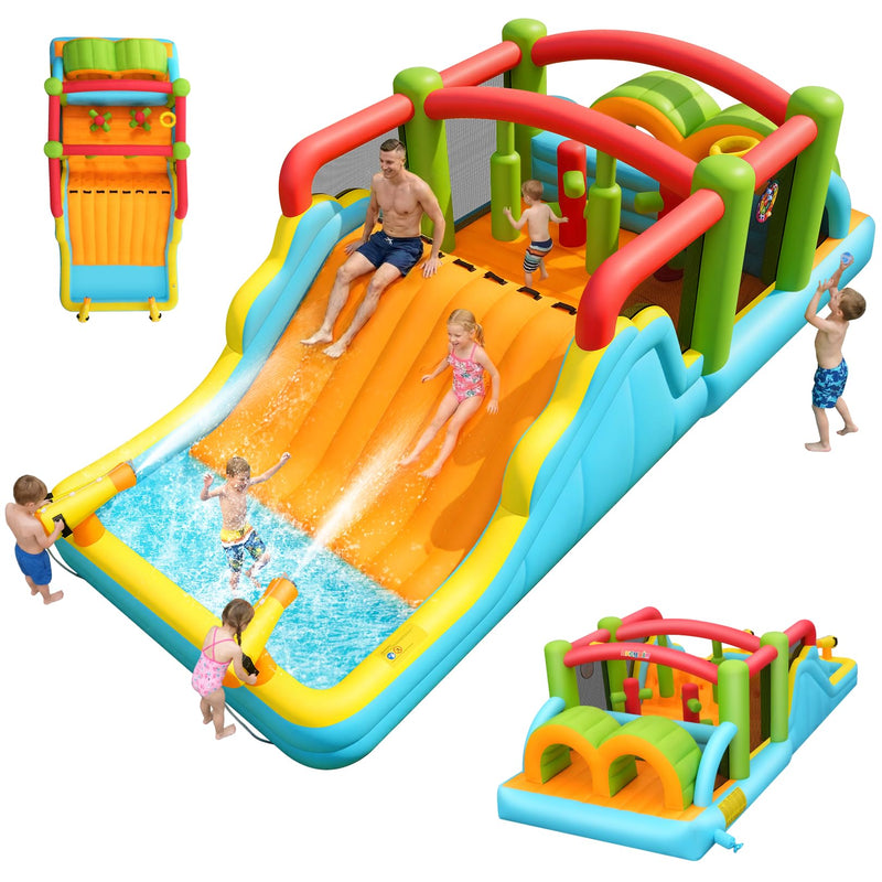 AKEYDIY Inflatable Water Slide Bounce House– Heavy Duty Obstacle Course Water Bounce House Combo With Long Slide, Splash Pool, Climbing Wall–Large Backyard Outdoor Blow Up Water Party For Kids 3-12 (LOCAL PICKUP ONLY)