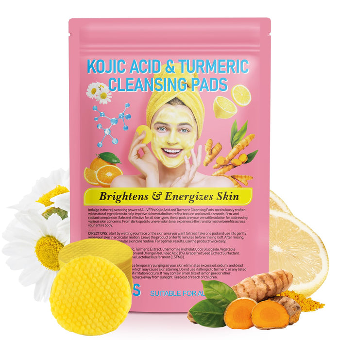 Kojic Acid And Turmeric Cleansing Pads 40PCS, Kojic Acid Pads With Vitamin B5, Vitamin C Turmeric For Face, Dark Spots