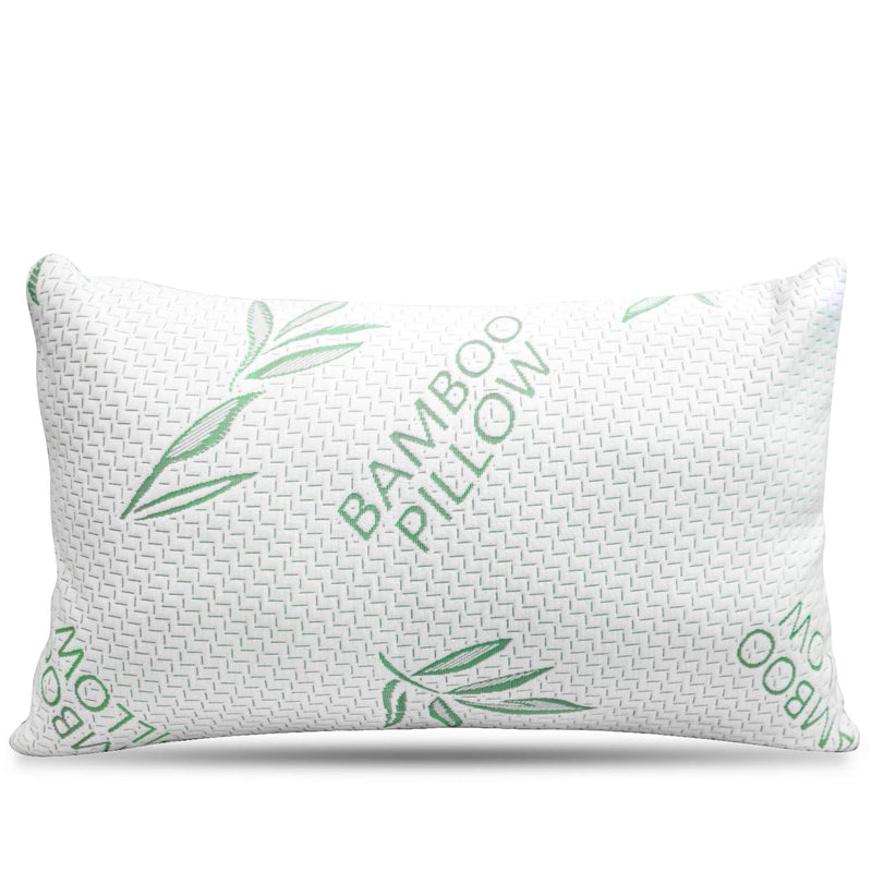 Queen Size Rayon Derived From Bamboo Pillow For Sleeping, Cooling Shredded Memory Foam Bed Pillows Set – Back, Stomach, Side Sleepers, Removable Cover, Adjustable To Firm / Soft, Queen (Pack Of 1)
