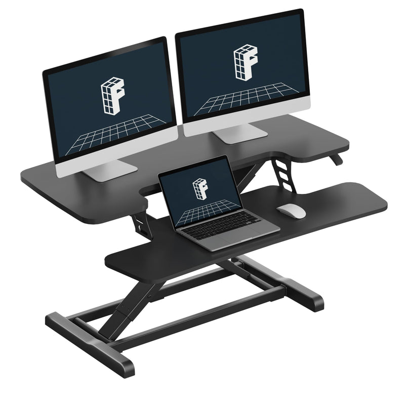 FLEXISPOT Standing Desk Converter 36" Desk Riser, Height Adjustable Desktop Riser Sit Stand Computer Workstation, Spacious Stand Up Desk Converter For Laptop Keyboard And Monitor Setup, Black (LOCAL PICKUP ONLY)