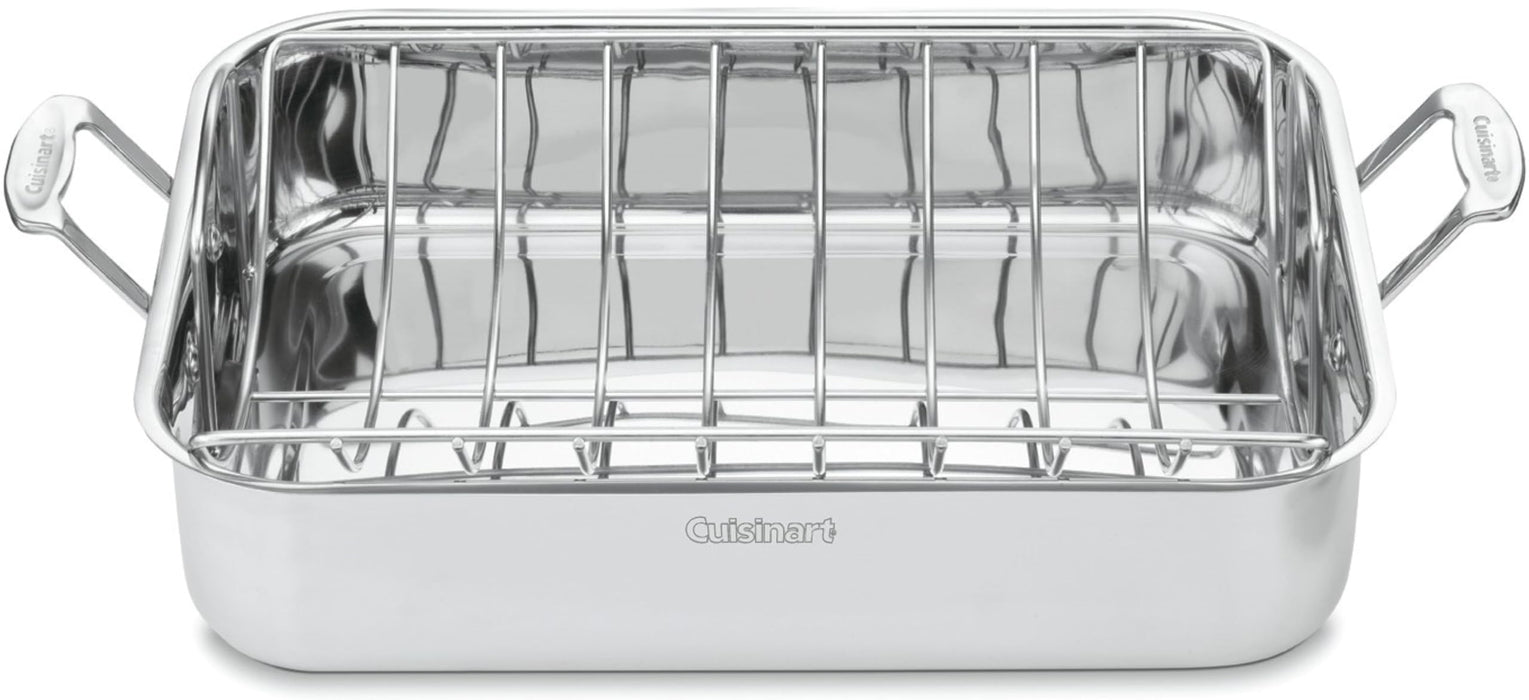 Cuisinart 16-Inch Roaster, Chef's Classic Rectangular Roaster With Rack, Stainless Steel, 7117-16URP1