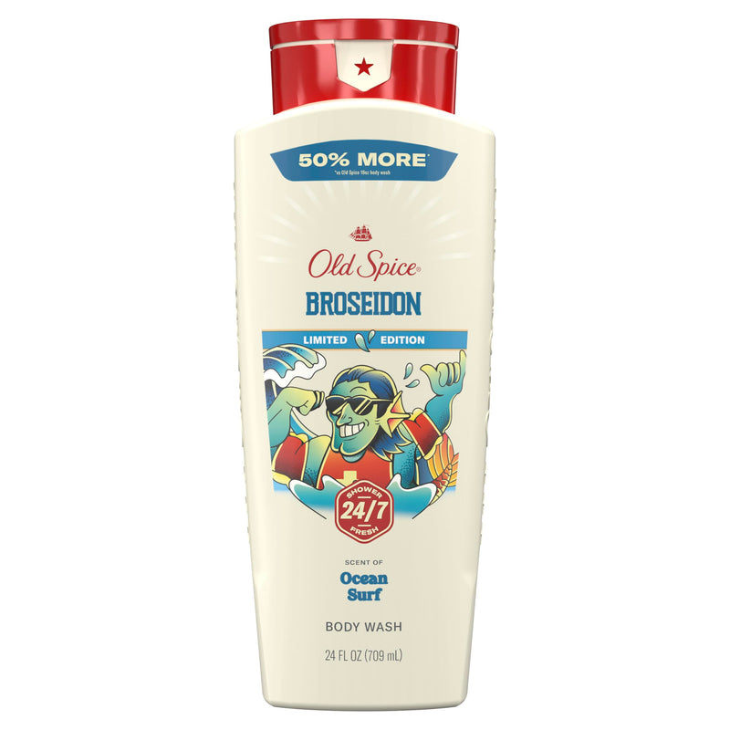 Old Spice Body Wash For Men, Summerdudes, 24/7 Shower Fresh With Daily Use, Long Lasting Scent, Cleanse & Refresh Skin, VIP Festival Experience, Broseidon With Ocean Surf Scent, 24 Oz