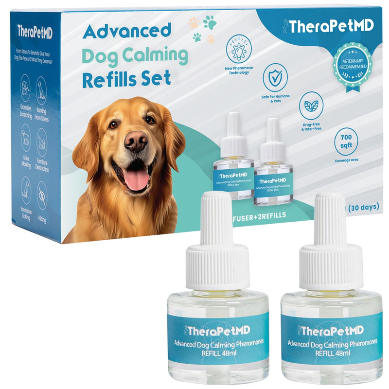 Dog Calming Diffuser, Advanced Dog Pheromones Calming Diffuser, Calming Spray For Dogs, Anti-Anxiety And Dog Pheromones Diffuser Refill For Dogs And Puppies, 60-Day Refill (2-Pack)