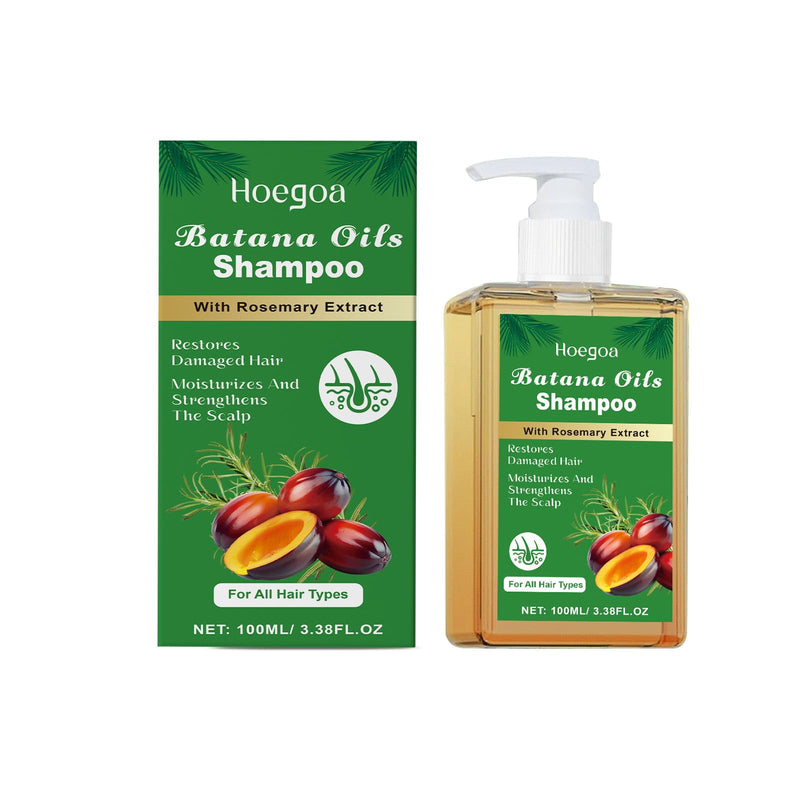Hoegoa Batana Oils Shampoo With Rosemary Extract, Moisturizing And Strengthening Formula For All Hair Types, Deep Nourishment Hair Care, 100ML/3.38FL.OZ