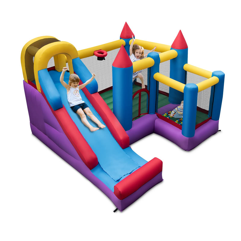 HONEY JOY Inflatable Bounce House, Kids Castle Jumping Bouncer W/Slides, Including Oxford Carry Bag, Repairing Kit, Stakes, Indoor Outdoor Party Play Center For Toddler (Without Blower) (LOCAL PICKUP ONLY)