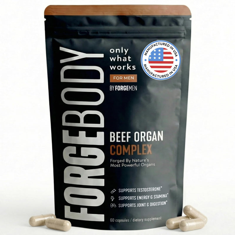 Forgebody Beef Liver & Organ Complex Supplement, Grass-Fed Liver, Heart, Bone Marrow, Pancreas, Testicles Ancestral Nutrition For Athletes And Active Men, Supports Energy + Recovery + Brain, 1 Month