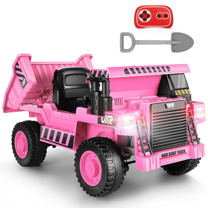 Hikole Toddler Dump Truck Ride On Toys, 12 V Kids Ride On Cars W/Remote Control, Electric Dump Bed, Shovel, Bluetooth, Music Player, Removable Battery, Ideal Gift For Girls, Pink (LOCAL PICKUP ONLY)