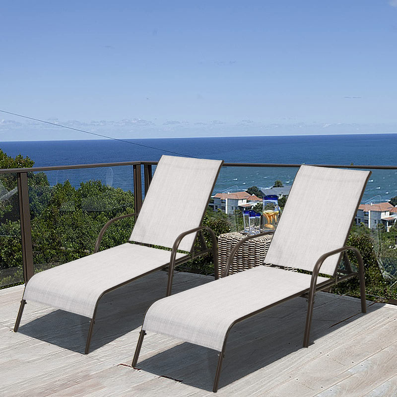 GIANTEX 2 Pack Patio Lounge Chair With 5 Adjustable Backrest, Grey (LOCAL PICKUP ONLY)