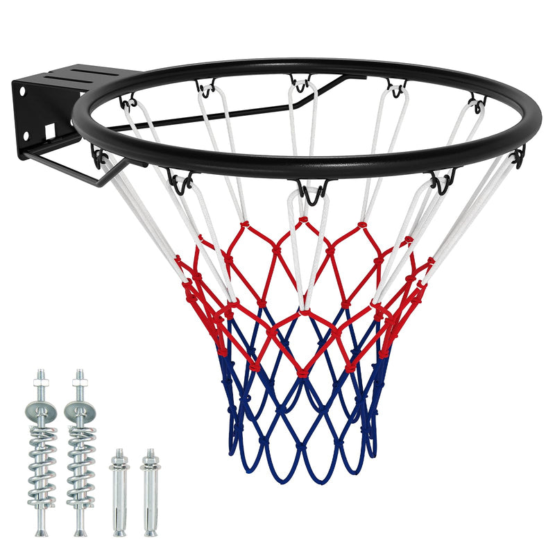 GYMAX Basketball Rim, 15/18 Inch Basketball Rim Replacement With All-Weather Net, Basketball Hoop Replacement Rim Outdoor/Indoor For Wall Door Mounted (Black-Upgraded, 18") (LOCAL PICKUP ONLY)