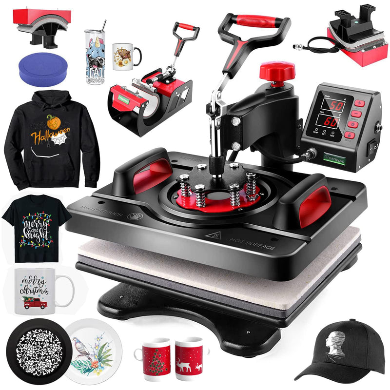 AKEYDIY 5 In 1 Heat Press Machine Professional Sublimation Machine 12" X 15" Swing Away Shirt Printing Heat Transfer Digital Industrial-Quality Heat Press Machine For T Shirts Mug Hat Plate (LOCAL PICKUP ONLY)