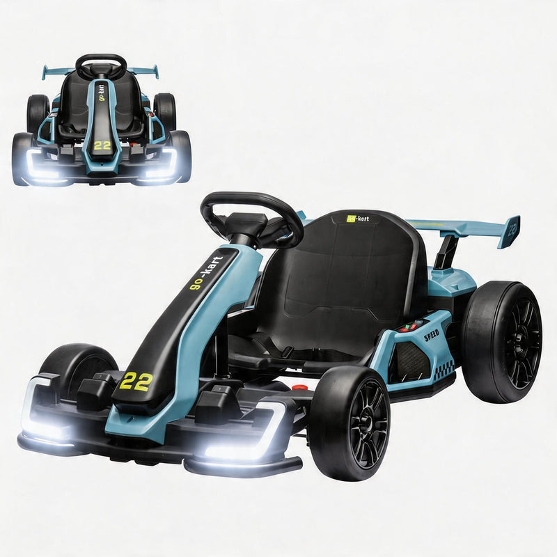 Garveelife 24V Electric Go Kart For Kids,Powerful Drift Kart With 2 * 150W Motors, Adjustable Seat, 8 Mph Speed, Led Lights ,Outdoor Riding Toy For Children Ages 6-15 (LOCAL PICKUP ONLY)