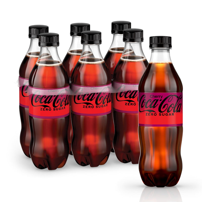 Cherry Coke Zero Sugar, Cherry Flavored Coca-Cola Diet Soda Soft Drink, 16.9 Fl Oz, 6 Pack