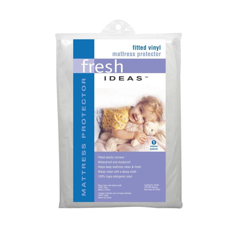 Fresh Ideas Fitted Vinyl Mattress Protector, Waterproof, Hypoallergenic, 9" Pockets, Full