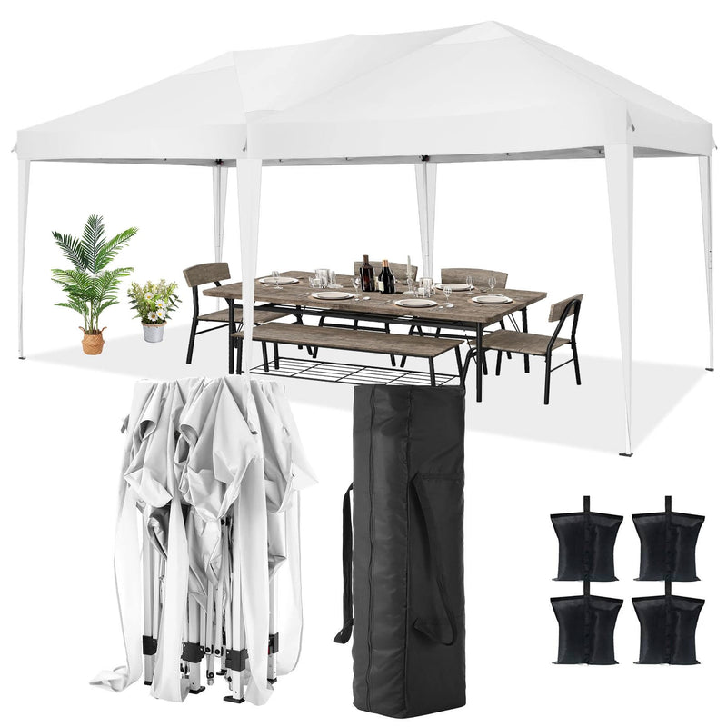 COBIZI 10X20 Pop Up Canopy Tent Party Tents For Parties Weddings Backyard Waterproof Outdoor Commercial Instant Canopy Event Tent With Stakes, Ropes,Sandbags, White (LOCAL PICKUP ONLY)